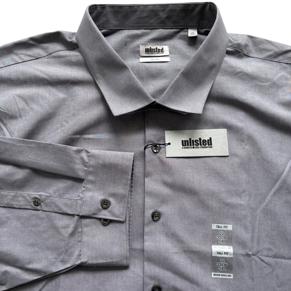 Unlisted Kenneth Cole Dress Shirt Mens 5X Graphite Tall Fit Professional NWT $65